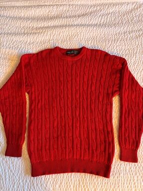 Vintage Men’s Cable-Knit Crewneck Sweater in Red by Harry Rosen